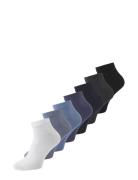 Jacbass Solid Short Socks 7 Pack Ankelstrømper Korte Strømper Blue Jac...