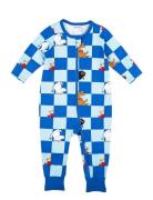 Squares Pyjamas Pyjamas Sie Jumpsuit Blue Martinex