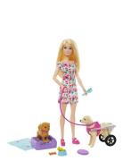 Doll With A Toy Pup And Dog In A Wheelchair, Plus Pet Accessories Toys...