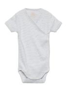 Baby Striped Wrap Body W. Short Sleeve Bodies Wrap Bodies Blue Copenha...