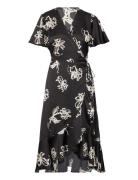 Objissy Papaya S/S Midi Wrap Dress 127 Knælang Kjole Black Object