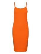 Slub Rib Strappy Dress Knælang Kjole Orange Calvin Klein Jeans