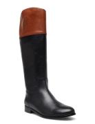 Justine Burnished Leather Riding Boot Lange Støvler Black Lauren Ralph...