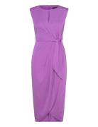 Stretch Jersey Tie-Front Dress Knælang Kjole Purple Lauren Ralph Laure...