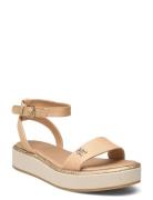 Linen With Gold Flatform Shoes Summer Shoes Platform Sandals Beige Tom...