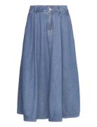 Denim A-Line Skirt Knælang Nederdel Blue BOSS