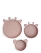 Benni Silic Dinner Set 3-Pack Home Meal Time Dinner Sets Pink Nuuroo