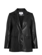 Vinille Coated Loose Blazer - Noos Læderjakke Skindjakke Black Vila