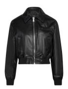 Vintage Leather-Effect Jacket Læderjakke Skindjakke Black Mango