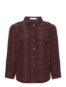 2Nd Rosewood Snake Tops Shirts Long-sleeved Brown 2NDDAY