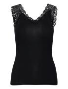 Pcbarbera Lace Top Noos Bc Tops T-shirts & Tops Sleeveless Black Piece...