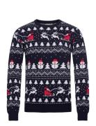 The Stylish Christmas Jumper Tops Knitwear Round Necks Navy Christmas ...