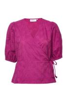 Emiliakb Wrap Top Tops Blouses Short-sleeved Pink Karen By Simonsen
