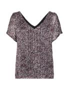 Patterned Chiffon Blouse Tops Blouses Short-sleeved Grey Esprit Collec...
