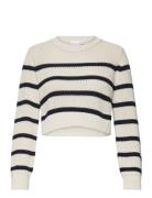 Mlpixie L/S Cropped Knit Top A. Tops Knitwear Pullovers White Mamalici...