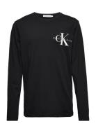 Chest Monogram Ls Top Tops T-shirts Long-sleeved T-Skjorte Black Calvi...