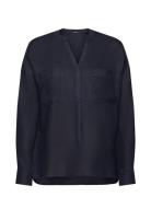 Linen Blouse Tops Blouses Long-sleeved Navy Esprit Collection