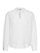 Embroidered Cotton Blouse Tops Blouses Long-sleeved White Esprit Casua...