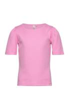 Pktania Ss O-Neck Puff Top Bc Tw Tops T-Kortærmet Skjorte Pink Little ...