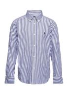 Striped Cotton Poplin Shirt Tops Shirts Long-sleeved Shirts Navy Ralph...