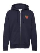 Zan Stacked Logo Zip Hoodie Tops Sweatshirts & Hoodies Hoodies Navy Do...