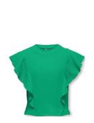 Kognella S/L Short Ruffle Top Jrs Tops T-Kortærmet Skjorte Green Kids ...