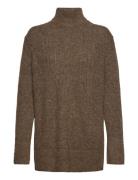 Yassalum Ls High-Neck Pullover Slit S. Tops Knitwear Turtleneck Brown ...