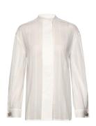Nolan - Crispy Cotton Stripe Tops Shirts Long-sleeved White Day Birger...