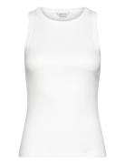 High Neck Rib Tank Top Tops T-shirts & Tops Sleeveless White GANT