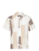 Jprblamotive Print Resort Shirt S/S Ln Tops Shirts Short-sleeved Cream...