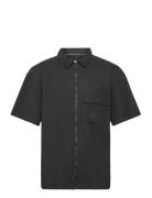 Stretch Poplin Ss Shirt Tops Shirts Short-sleeved Black Calvin Klein J...