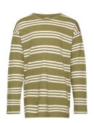 Top Ls Essential Stripe Tops T-shirts Long-sleeved T-Skjorte Green Lin...