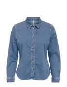 Onlblair Ls Fitted Dnm Shirt Cro Tops Shirts Long-sleeved Blue ONLY