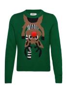 Onlxmas Deer Ls O-Neck Box Knt Tops Knitwear Jumpers Green ONLY