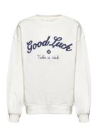 Textured Message Sweatshirt Tops Sweatshirts & Hoodies Sweatshirts Whi...