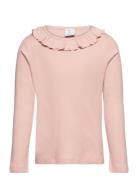 Top Drop Needle Frill Collar Tops T-shirts Long-sleeved T-Skjorte Pink...