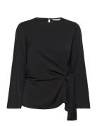 Cadenzaiw Drape Blouse Tops Blouses Long-sleeved Black InWear