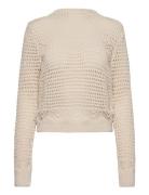 Openwork Sweater With Perkins Collar Tops Knitwear Jumpers Beige Mango