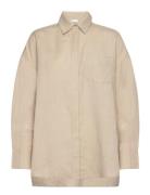 2Nd Ida - Cotton Linen Slub Tops Shirts Long-sleeved Beige 2NDDAY