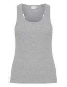 Ihpalmer Rib Box To Tops T-shirts & Tops Sleeveless Grey ICHI