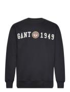 Crest C-Neck Tops Sweatshirts & Hoodies Sweatshirts Black GANT