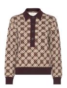 G Pattern Jaquard Knit Polo Tops Knitwear Jumpers Brown GANT