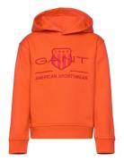 Relaxed Contrast Shield Hood Tops Sweatshirts & Hoodies Hoodies Orange...