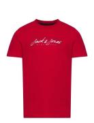 Jjzuri Tee Ss Crew Neck Jnr Tops T-Kortærmet Skjorte Red Jack & J S