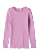 Rib T-Shirt L/S Reese Tops T-shirts Long-sleeved T-Skjorte Purple Whea...