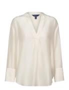 Relaxed Stand Collar Blouse Tops Blouses Long-sleeved Cream GANT
