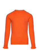 Nkfvianna Ls Slim Knit N Tops T-shirts Long-sleeved T-Skjorte Orange N...