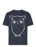 Regular Big Owl Front Print T-Shirt Tops T-Kortærmet Skjorte Blue Know...