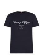 Script Logo Tee Tops T-Kortærmet Skjorte Navy Tommy Hilfiger