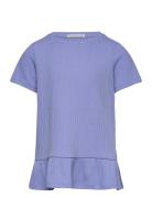 Volant Rib T-Shirt Tops T-Kortærmet Skjorte Blue Tom Tailor